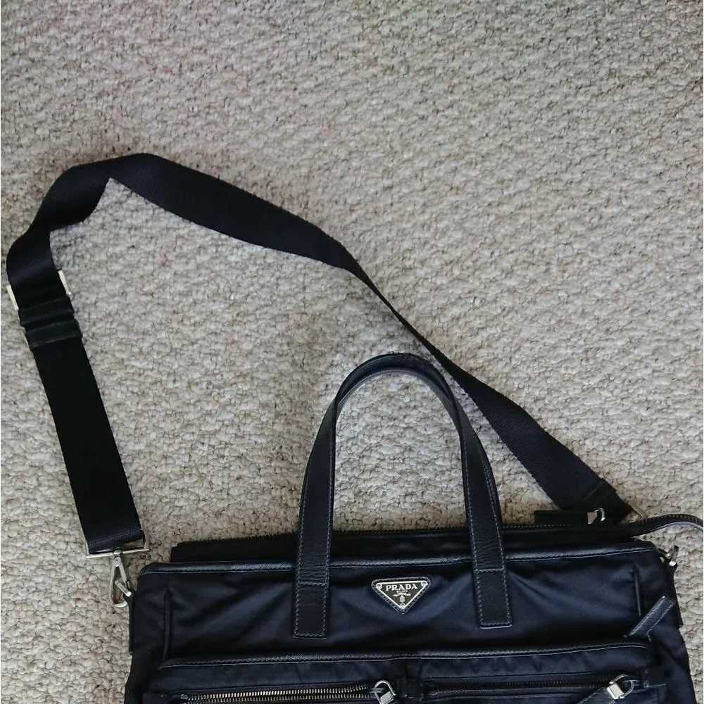 Prada black Nylon and Saffiano leather tote